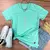 Camiseta Feminina Verde Menta Fé Aplique