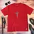 Camiseta Masculina Vermelha Aplique Cruz Jesus - comprar online