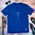 Camiseta Masculina Azul Aplique Cruz Jesus - comprar online