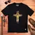 Camiseta Masculina Preta Cruz Leão Dourado