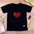 T-Shirt Infantil Preta Coração Vermelho - comprar online