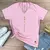 Camiseta Feminina Rosa Fé Listra Dourado