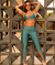 conjunto verde com detalhe laranja