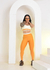 conjunto de calça amarelo com creme