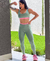 Conjunto de calça verde alecrim com detalhes em rosa bebê