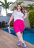 Bermuda acima do joelho da linha plus size