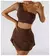 Conjunto Short Saia + Top Alça Unilateral Fitness Feminino Sportiva - loja online
