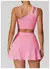 Conjunto Short Saia + Top Alça Unilateral Fitness Feminino Sportiva