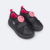 Tênis Infantil Escolar Feminino Pampili Up Patch Carinha smile na cor Preto e Pink Neon