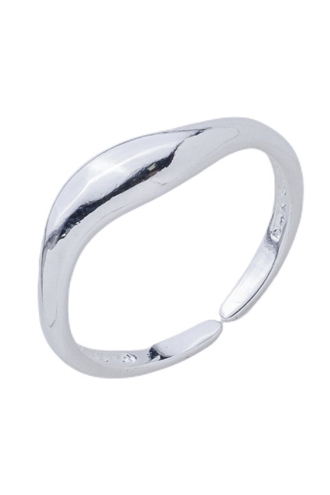 Anel Onda Regulável - Banho de Prata