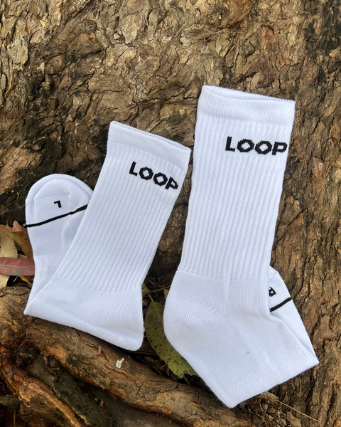 Medias blancas Loop logo