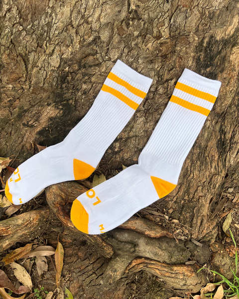 Medias Loop Blancas con amarillo