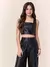 Top Preto Fake Leather