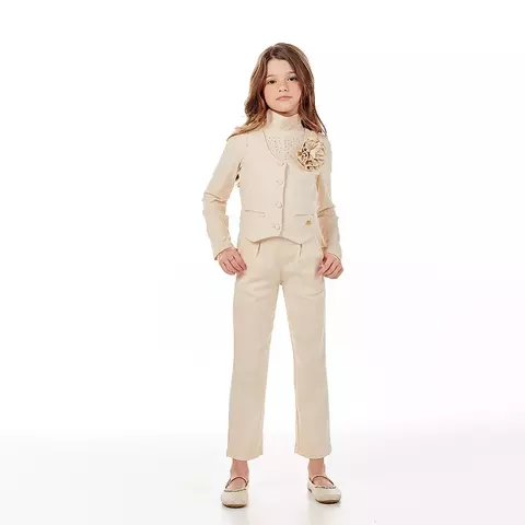 Conjunto Feminino Infantil Colete e Calca Alfaiataria - comprar online