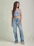 Cropped Corset Jeans Azul na internet