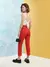 Calça Mom Sarja Vermelho na internet