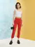 Calça Mom Sarja Vermelho - comprar online