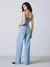 Top Jeans com Lapelas e Recortes na internet