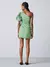Vestido Verde de Tricoline com Manga Balonê - comprar online
