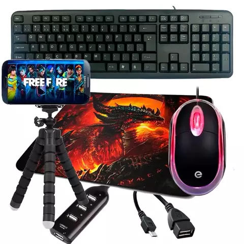 Kit Mobilador Gamer Completo 6 item Promoção Para Celular Com Teclado + Mouse Óptico Free Fire Cod - comprar online