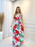 Vestido longo estampado com alcinha