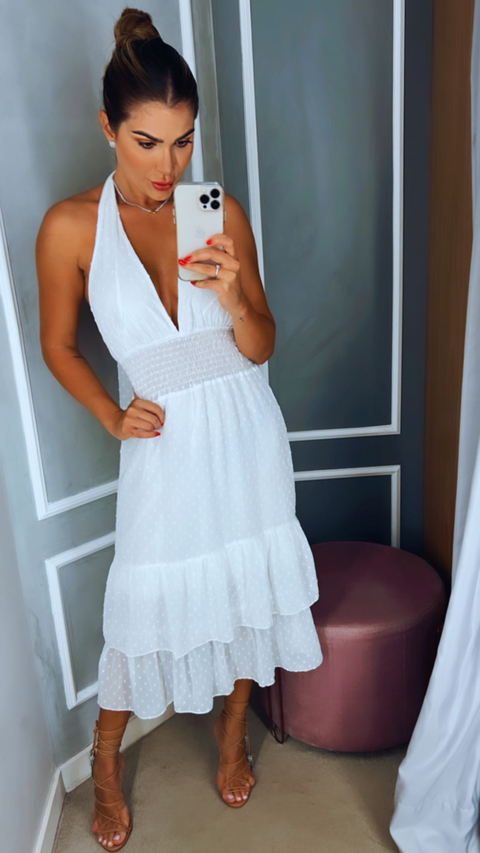 Vestido midi amarração frente única