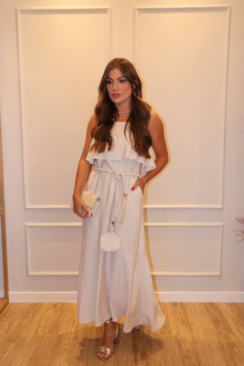 Vestido longo com cinto Isamillia