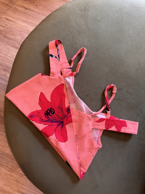 Top linho estampado