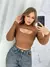 Cropped Corsellet Manga Longa Gola Alta com Decote e Recorte - comprar online
