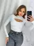 Cropped Corsellet Manga Longa Gola Alta com Decote e Recorte - Zenka