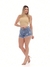 Shorts Feminino Jeans Marmorizado com Detalhes Puídos e Barra Desfiada - Zenka