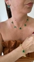 Conjunto trevo verde colar brinco e pulseira banhado a ouro 18k