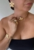 Conjunto flor chocker aro brinco bracelete banhado a ouro 18k