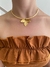 Conjunto flor chocker aro e brinco banhado a ouro 18k - comprar online