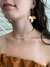 Conjunto flor chocker aro e brinco banhado a ouro 18k na internet