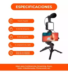 Kit Video Streaming Microfono Tripode Luz Youtube Full en internet