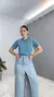 T-shirt listrada azul denim - comprar online
