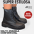 Bota Coturno Feminina Preta Cano Médio Plataforma Anabela Tratorada Moda Inverno Casual Confortável