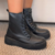 Bota Coturno Feminina Preta Cano Médio Plataforma Anabela Tratorada Moda Inverno Casual Confortável - loja online