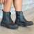Bota Coturno Feminina Preta Cano Médio Plataforma Anabela Tratorada Moda Inverno Casual Confortável na internet