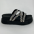Sandália Feminina Tamanco Papete Flatform Pedraria Luxo 4 Tiras cor Preta - Rafa Shoes