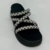 Sandália Feminina Tamanco Papete Flatform Pedraria Luxo 4 Tiras cor Preta - loja online