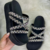 Sandália Feminina Tamanco Papete Flatform Pedraria Luxo 4 Tiras cor Preta - comprar online
