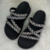 Sandália Feminina Tamanco Papete Flatform Pedraria Luxo 4 Tiras cor Preta
