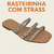 Sandália Feminina Rasteira 3 Tiras de Strass cor Nude - comprar online
