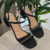 Sandália Feminina Salto Baixo com Brilhos S140 cor Preta - comprar online