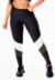 Calça Legging Fitness Academia Cintura Alta Preta com Verde Militar e Branco | REF: SV10