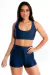 Cropped Liso e Short Liso Azul Marinho Conjunto | REF: LX224