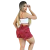 Short Feminino Malha Vermelho Listrado AJustável com Top na internet