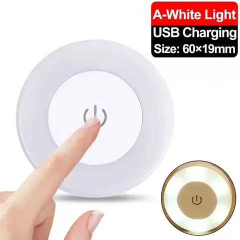 Luz noturna recarregável USB portátil com luz LED para iluminação de sala de